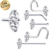 14kt White Gold Clear 1.5mm CZ Marquise Nose Ring