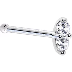 14kt White Gold Clear 1.5mm CZ Marquise Nose Ring -Body Jewelry Store G 281418B