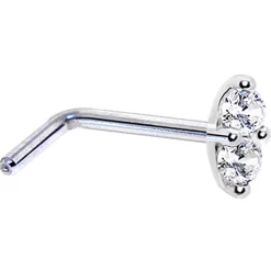 14kt White Gold Clear 1.5mm CZ Marquise Nose Ring -Body Jewelry Store G 281418L