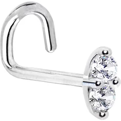 14kt White Gold Clear 1.5mm CZ Marquise Nose Ring -Body Jewelry Store G 281418LFT