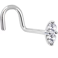 14kt White Gold Clear 1.5mm CZ Marquise Nose Ring -Body Jewelry Store G 281418R