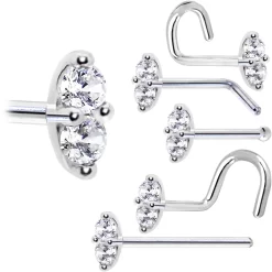14kt White Gold Clear 1.5mm CZ Marquise Nose Ring -Body Jewelry Store G 2814 2bf4c7a3 7989 4bc6 87a0 ae5962239727