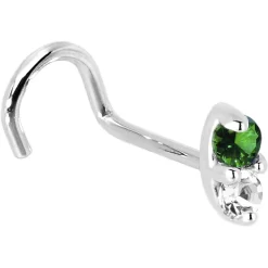 14kt White Gold 1.5mm Genuine Emerald Diamond Marquise Nose Ring -Body Jewelry Store G 2902 20RN
