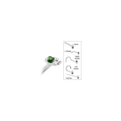 14kt White Gold 1.5mm Genuine Emerald Diamond Marquise Nose Ring -Body Jewelry Store G 2902