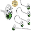 14kt White Gold 1.5mm Genuine Emerald Diamond Marquise Nose Ring