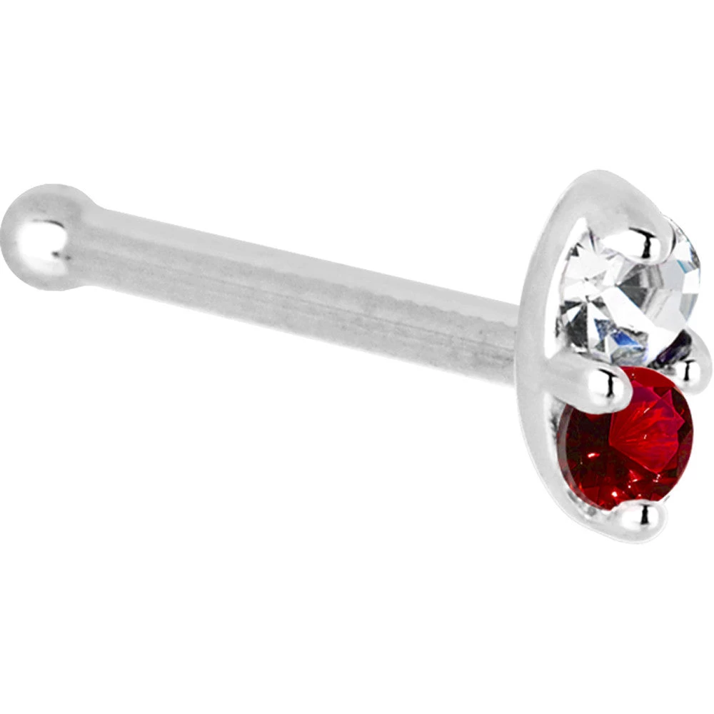 14kt White Gold 1.5mm Genuine Ruby Diamond Marquise Nose Ring 2 14kt White Gold 1.5mm Genuine Ruby Diamond Marquise Nose Ring - Image 2