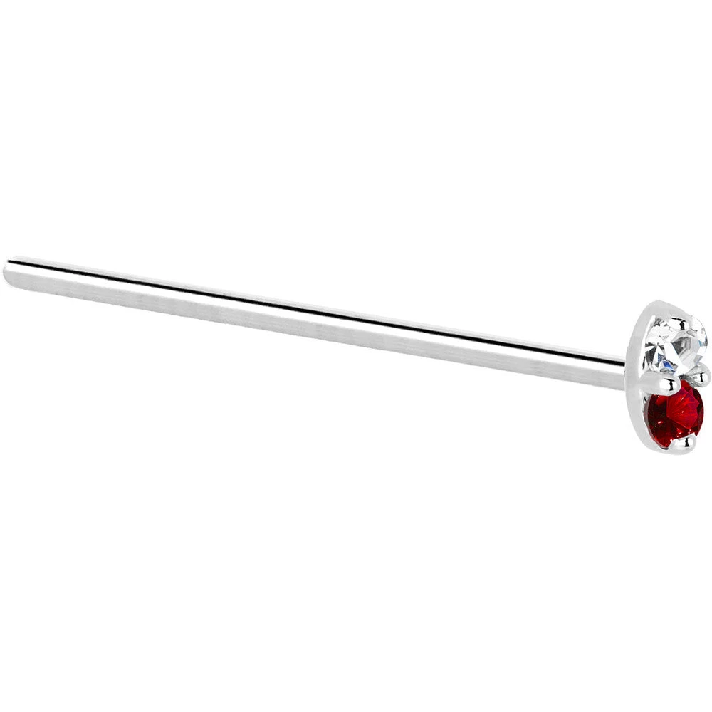 14kt White Gold 1.5mm Genuine Ruby Diamond Marquise Nose Ring 3 14kt White Gold 1.5mm Genuine Ruby Diamond Marquise Nose Ring - Image 3