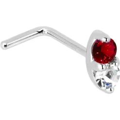 14kt White Gold 1.5mm Genuine Ruby Diamond Marquise Nose Ring 11 14kt White Gold 1.5mm Genuine Ruby Diamond Marquise Nose Ring -Body Jewelry Store G 2903 20L