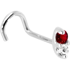 14kt White Gold 1.5mm Genuine Ruby Diamond Marquise Nose Ring 13 14kt White Gold 1.5mm Genuine Ruby Diamond Marquise Nose Ring -Body Jewelry Store G 2903 20RN
