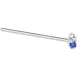 14kt White Gold 1.5mm Genuine Blue Sapphire Diamond Marquise Nose Ring -Body Jewelry Store G 2904 20F