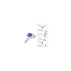 14kt White Gold 1.5mm Genuine Blue Sapphire Diamond Marquise Nose Ring -Body Jewelry Store G 2904