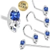 14kt White Gold 1.5mm Genuine Blue Sapphire Diamond Marquise Nose Ring