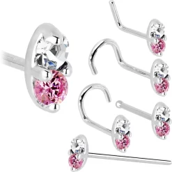 14kt White Gold 1.5mm Genuine Pink Sapphire Diamond Marquise Nose Ring -Body Jewelry Store G 2905 637aef6a 8df9 40e5 89dd cb9a2a01de9e