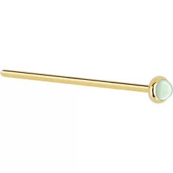 Solid 14KT Yellow Gold 2mm Aventurine Quartz Nose Ring 10 Solid 14KT Yellow Gold 2mm Aventurine Quartz Nose Ring -Body Jewelry Store G 2907 20F