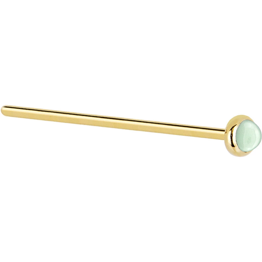 Solid 14KT Yellow Gold 2mm Aventurine Quartz Nose Ring 3 Solid 14KT Yellow Gold 2mm Aventurine Quartz Nose Ring - Image 3
