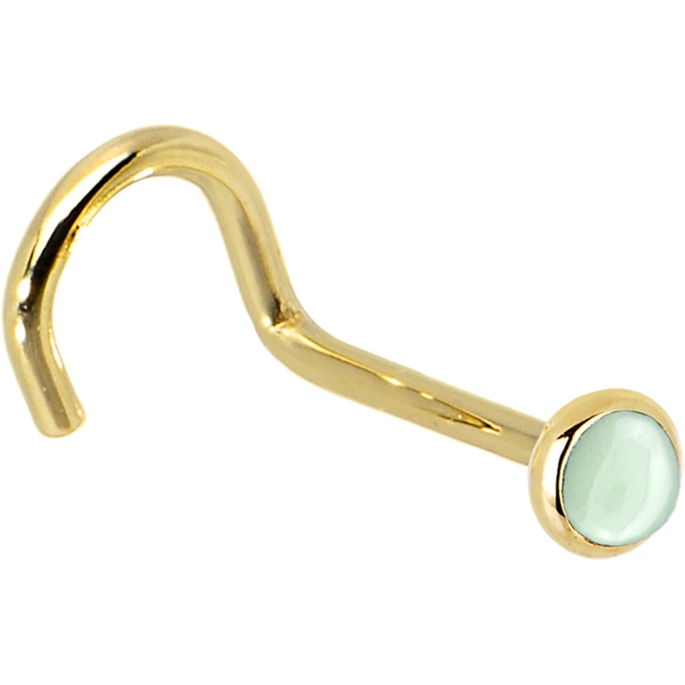 Solid 14KT Yellow Gold 2mm Aventurine Quartz Nose Ring 6 Solid 14KT Yellow Gold 2mm Aventurine Quartz Nose Ring - Image 6