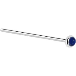 Solid 14KT White Gold 2mm Lapis Lazuli Straight Nose Ring -Body Jewelry Store G 2908 20F