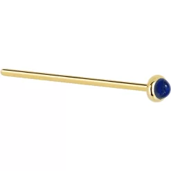 Solid 14KT Yellow Gold 2mm Lapis Lazuli Straight Nose Ring -Body Jewelry Store G 2909 20F
