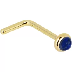 Solid 14KT Yellow Gold 2mm Lapis Lazuli Straight Nose Ring -Body Jewelry Store G 2909 20L