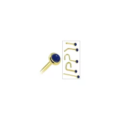 Solid 14KT Yellow Gold 2mm Lapis Lazuli Straight Nose Ring -Body Jewelry Store G 2909