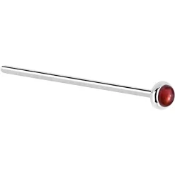 Solid 14KT White Gold 2mm Red Garnet Nose Ring -Body Jewelry Store G 2910 20F