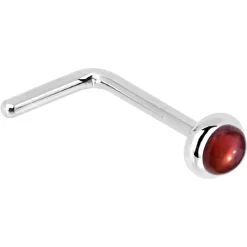 Solid 14KT White Gold 2mm Red Garnet Nose Ring -Body Jewelry Store G 2910 20L