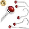 Solid 14KT White Gold 2mm Red Garnet Nose Ring