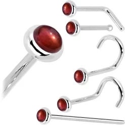 Solid 14KT White Gold 2mm Red Garnet Nose Ring -Body Jewelry Store G 2910 76b91577 5e64 4965 938f 257696f59dc6