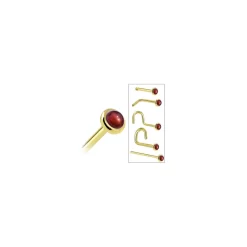 Solid 14KT Yellow Gold 2mm Red Garnet Nose Ring -Body Jewelry Store G 2911