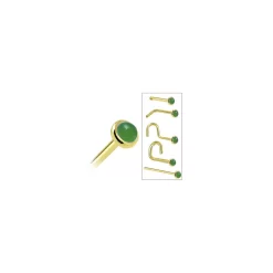 Solid 14KT Yellow Gold 2mm Jade Nose Ring 14 Solid 14KT Yellow Gold 2mm Jade Nose Ring -Body Jewelry Store G 2913