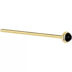 Solid 14KT Yellow Gold 2mm Onyx Nose Ring -Body Jewelry Store G 2917 20F