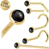 Solid 14KT Yellow Gold 2mm Onyx Nose Ring