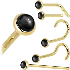 Solid 14KT Yellow Gold 2mm Onyx Nose Ring -Body Jewelry Store G 2917 24ce5f97 1674 4773 9931 9aeef608717d