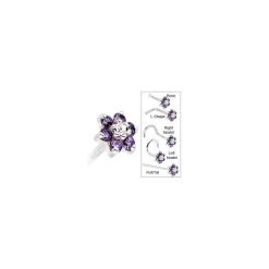 Solid 14KT White Gold Amethyst And Clear Cubic Zirconia Flower Nose Ring 14 Solid 14KT White Gold Amethyst And Clear Cubic Zirconia Flower Nose Ring -Body Jewelry Store G 2932