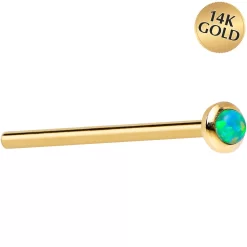 14kt Yellow Gold 2mm Lime Synthetic Opal Nose Ring 12 14kt Yellow Gold 2mm Lime Synthetic Opal Nose Ring -Body Jewelry Store G 2984 18F.main