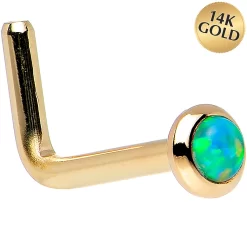 14kt Yellow Gold 2mm Lime Synthetic Opal Nose Ring 9 14kt Yellow Gold 2mm Lime Synthetic Opal Nose Ring -Body Jewelry Store G 2984 18L.main