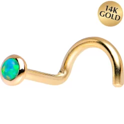 14kt Yellow Gold 2mm Lime Synthetic Opal Nose Ring 10 14kt Yellow Gold 2mm Lime Synthetic Opal Nose Ring -Body Jewelry Store G 2984 18LFT.main