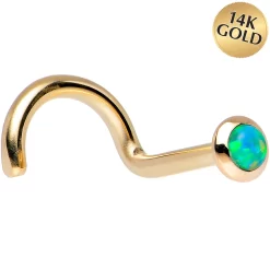 14kt Yellow Gold 2mm Lime Synthetic Opal Nose Ring 11 14kt Yellow Gold 2mm Lime Synthetic Opal Nose Ring -Body Jewelry Store G 2984 18RS.main