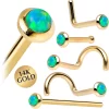 14kt Yellow Gold 2mm Lime Synthetic Opal Nose Ring
