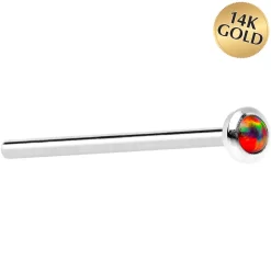 14kt White Gold 2mm Fire Red Synthetic Opal Nose Ring 9 14kt White Gold 2mm Fire Red Synthetic Opal Nose Ring -Body Jewelry Store G 2985 18F.main