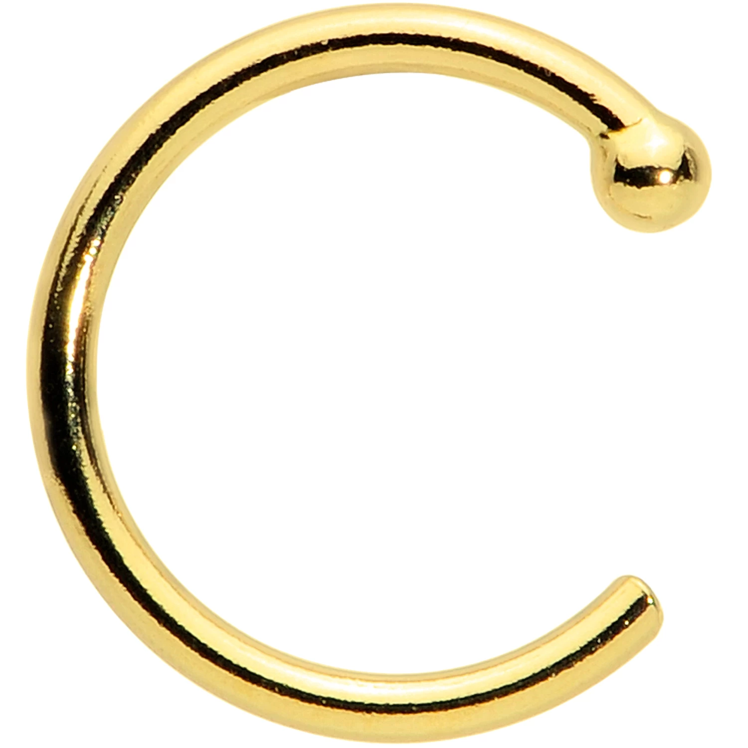 20 Gauge 1/4 14kt Solid Yellow Gold Nose Hoop 2 20 Gauge 1/4 14kt Solid Yellow Gold Nose Hoop - Image 2