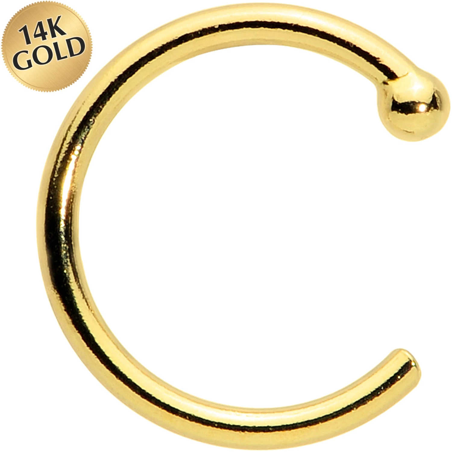 20 Gauge 1/4 14kt Solid Yellow Gold Nose Hoop 1 20 Gauge 1/4 14kt Solid Yellow Gold Nose Hoop