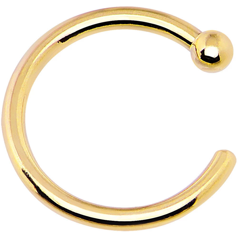 20 Gauge 1/4 14kt Solid Yellow Gold Nose Hoop 11 20 Gauge 1/4 14kt Solid Yellow Gold Nose Hoop - Image 11