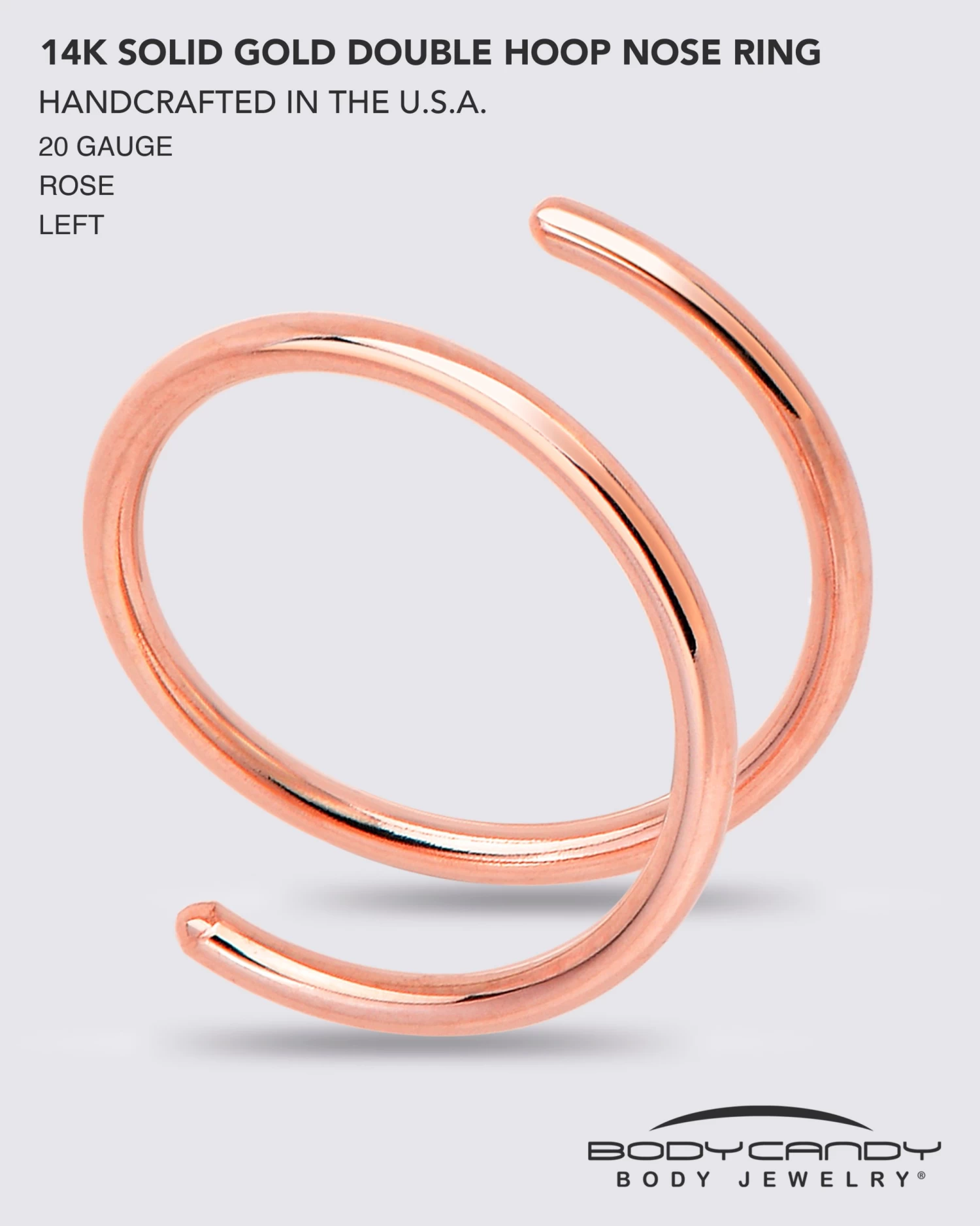 14k Solid Rose Gold Double Hoop Nose Spiral Nose Ring (Select Your Size) 5 14k Solid Rose Gold Double Hoop Nose Spiral Nose Ring (Select Your Size) - Image 5