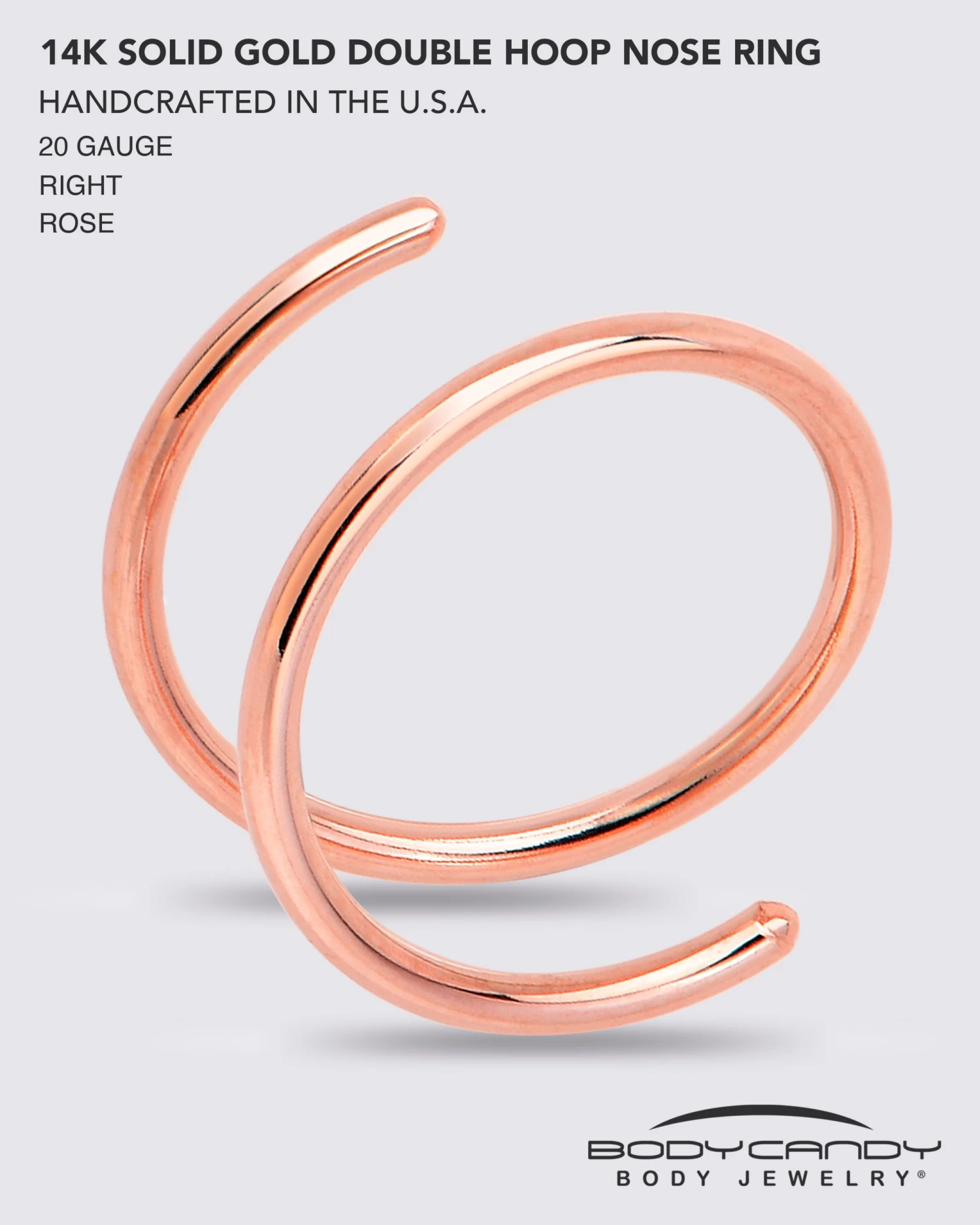 14k Solid Rose Gold Double Hoop Nose Spiral Nose Ring (Select Your Size) 4 14k Solid Rose Gold Double Hoop Nose Spiral Nose Ring (Select Your Size) - Image 4