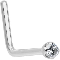 14k Solid White Gold Genuine 1.5mm Diamond Micro Nose Ring -Body Jewelry Store G 3025 20L.main