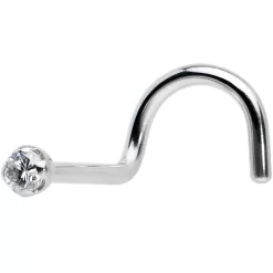 14k Solid White Gold Genuine 1.5mm Diamond Micro Nose Ring -Body Jewelry Store G 3025 20LFT.main