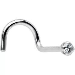 14k Solid White Gold Genuine 1.5mm Diamond Micro Nose Ring -Body Jewelry Store G 3025 20RS.main