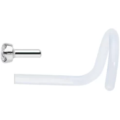 18 Gauge 14KT White Gold 1.5mm Genuine Diamond Bioplast Micro Nose Ring 12 18 Gauge 14KT White Gold 1.5mm Genuine Diamond Bioplast Micro Nose Ring -Body Jewelry Store G 3025 22BIO.otherimage2