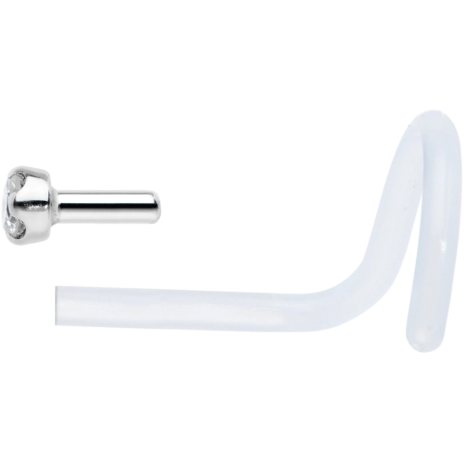 18 Gauge 14KT White Gold 1.5mm Genuine Diamond Bioplast Micro Nose Ring 4 18 Gauge 14KT White Gold 1.5mm Genuine Diamond Bioplast Micro Nose Ring - Image 4